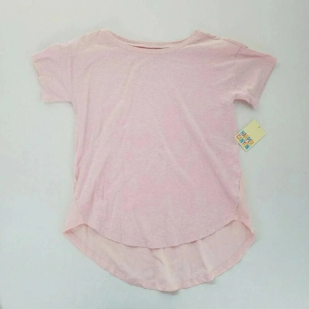 Harper Canyon Tee Girls‎ 14/16 Pink NWT Hi-Lo Scoop Neck Knit Woven